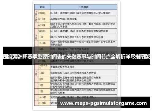 围绕澳洲杯赛季重要时间表的关键赛事与时间节点全解析详尽指南版